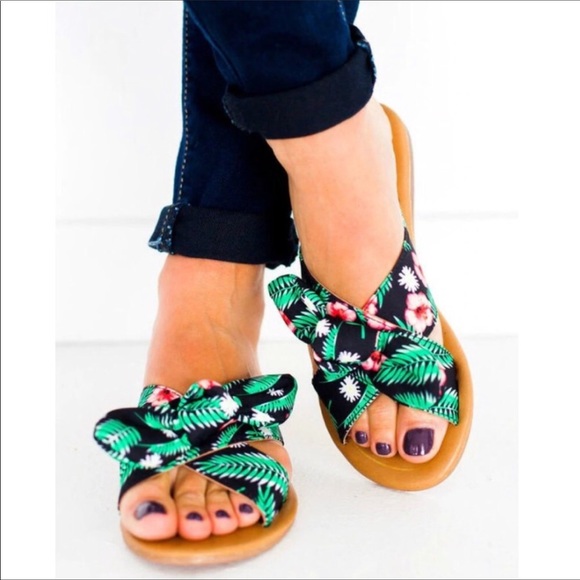 Shoes - Bright & Bold Tropical Bow Sandals